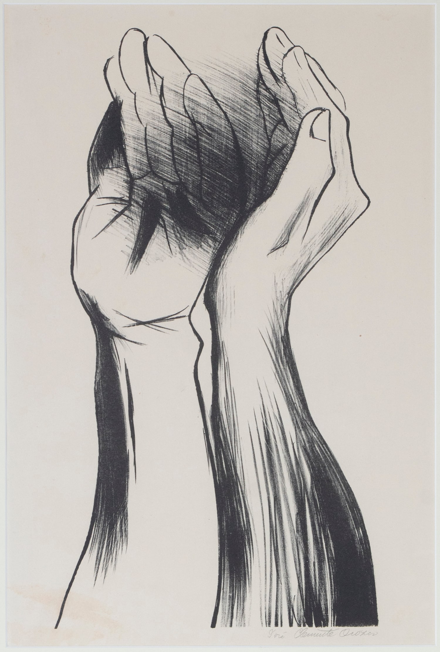 Jose Clemente Orozco (1883-1949) Mexican (two): DOS MANOS (Orozco plate 15 page 47), circa 1929, lithograph signed in pencil, from an edition of 100, printed by George Miller, sight 17 ¾ x 11 ¾”, frame 24 ¼ x 18 ¼&