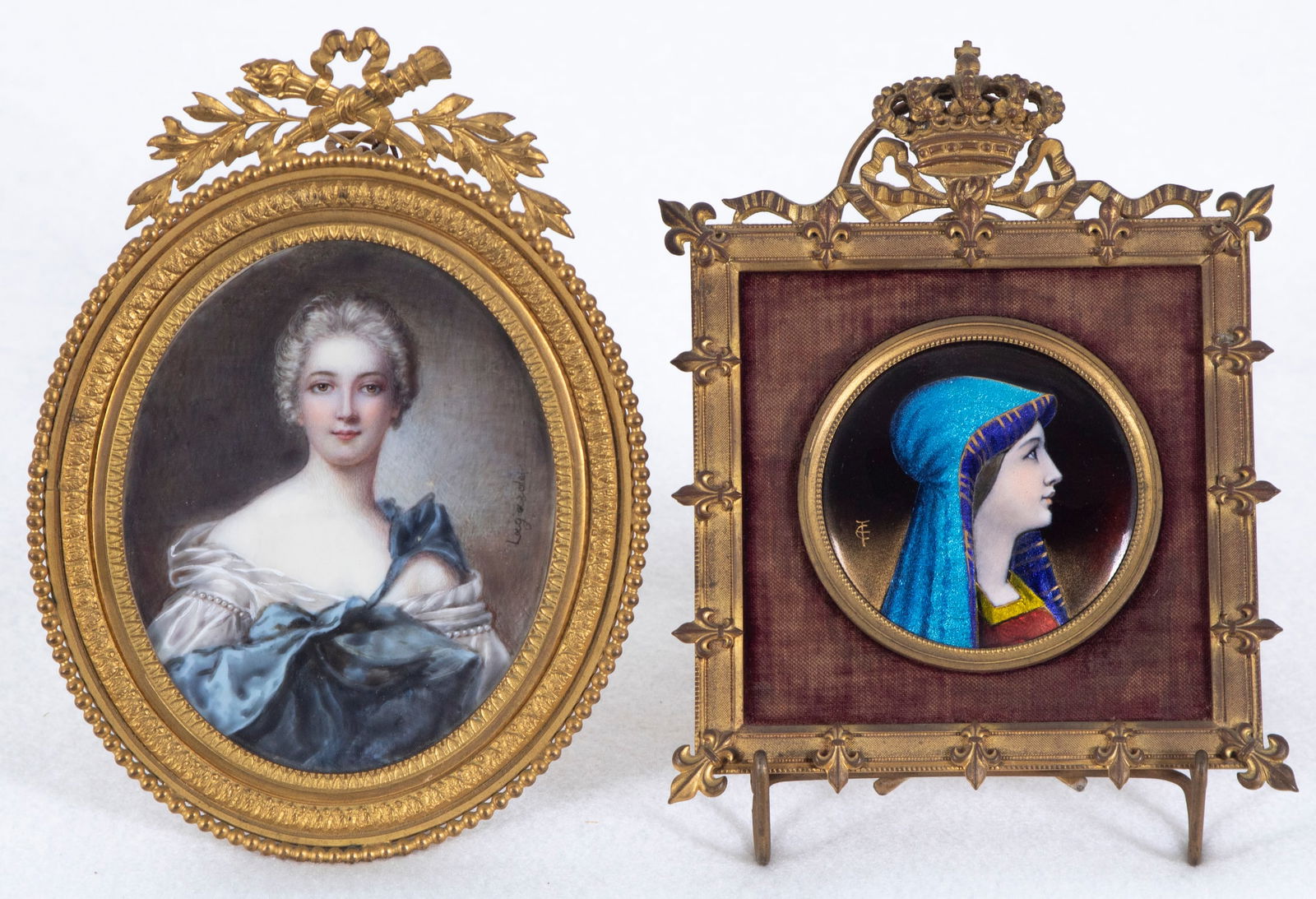 Portrait Miniatures:  Pierre Lagarde (1853-1910) French & another  (two) (1 of 5)