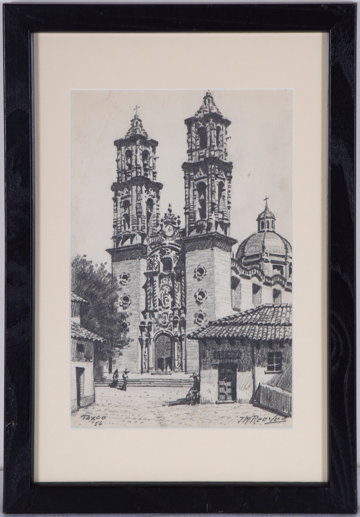 Joseph Mason Reeves (1898-1973) California: TAXCO, 1956, pencil drawing on paper, signed and dated, sight 8 ¾ x 5 ¾”, frame 13 ¼ x 9 ¼” with glass.