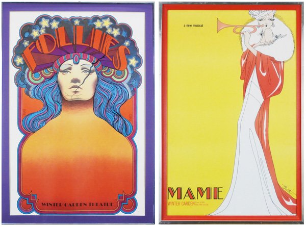 David Edward Byrd (b. 1941) & Berta (two): David Edward Byrd: Winter Garden Theatre: FOLLIES, 1970, color lithograph poster by, 36 x 23”, signature in design, dry-mounted, toning, in generally good condition; Together with Berta, MAME, Winte