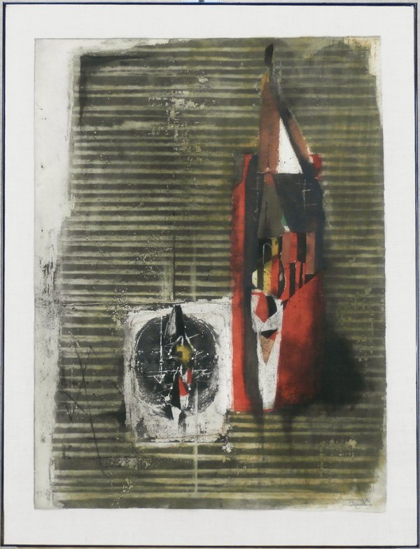 Johnny Friedlaender (1912-1992) German: UNTITLED, color etching, signed in pencil, from the numbered edition 99, sheet 29 ½ x 21 ¾”, L’ Oeuvre blindstamp, framed, in very good condition.
