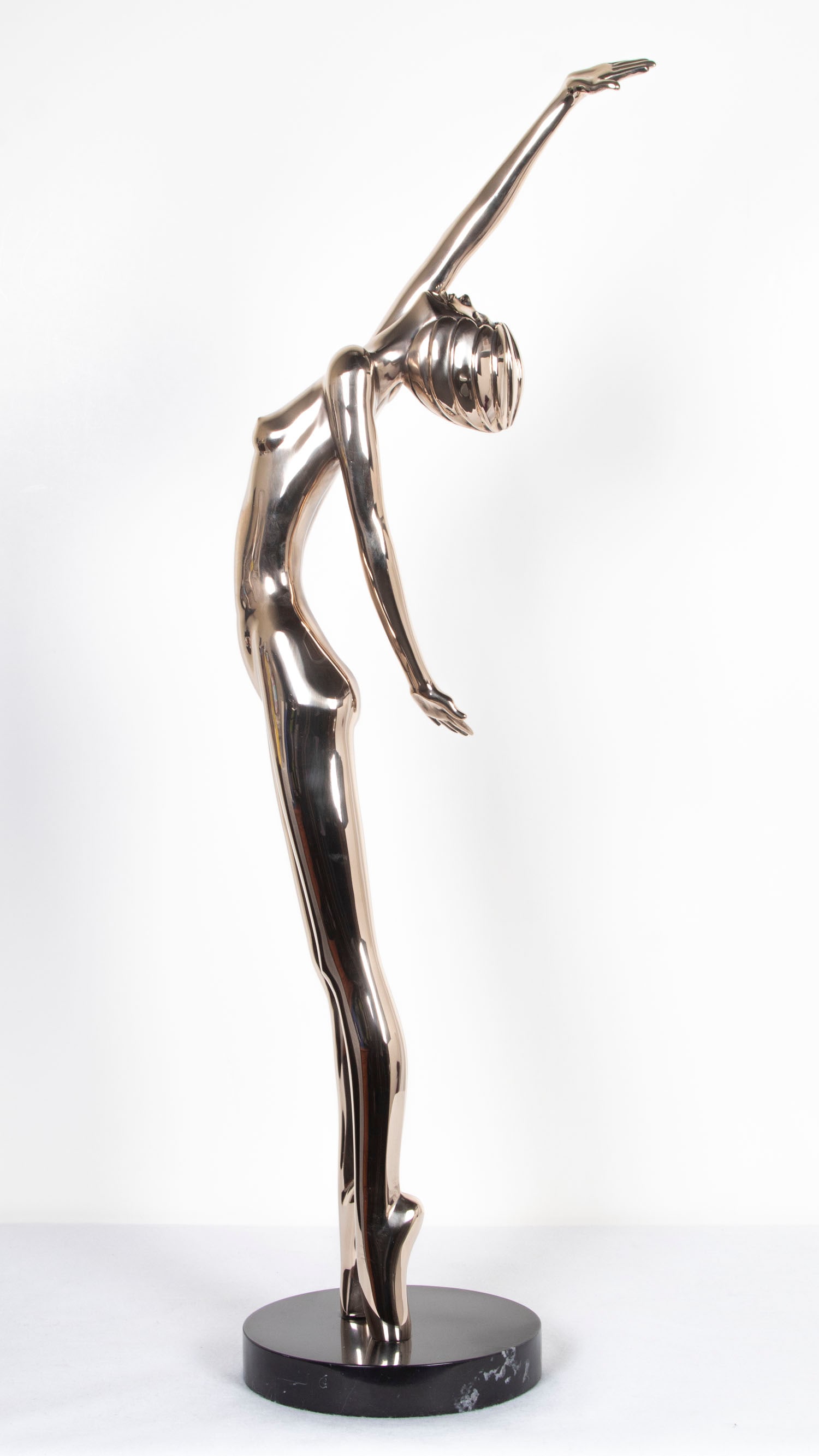 Tom Bennett (1928-) California: CELESTE, 1983, cast bronze sculpture with high polish, signed and dated and numbered 38/150, overall 38 ½” tall including base. Provenance: Artist’s signed certificate. Provenance: Arti