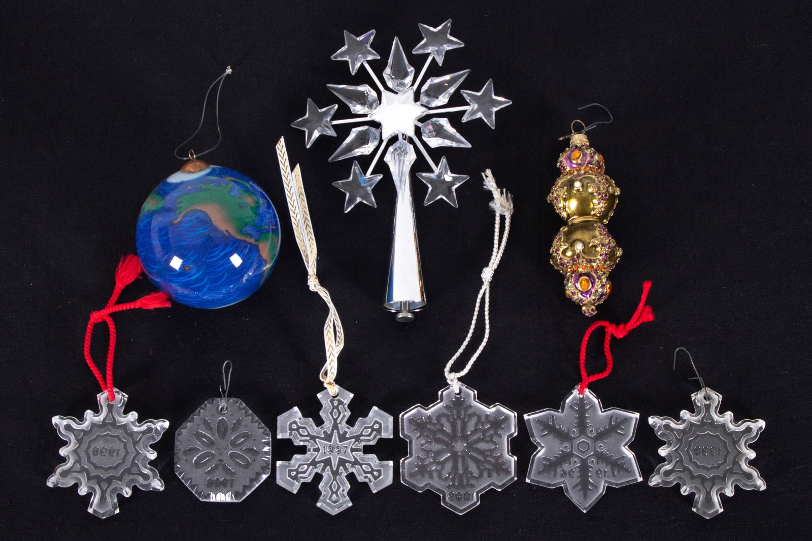 Waterford, Swarovski  & other glass  Christmas Ornaments  (nine) (1 of 3)