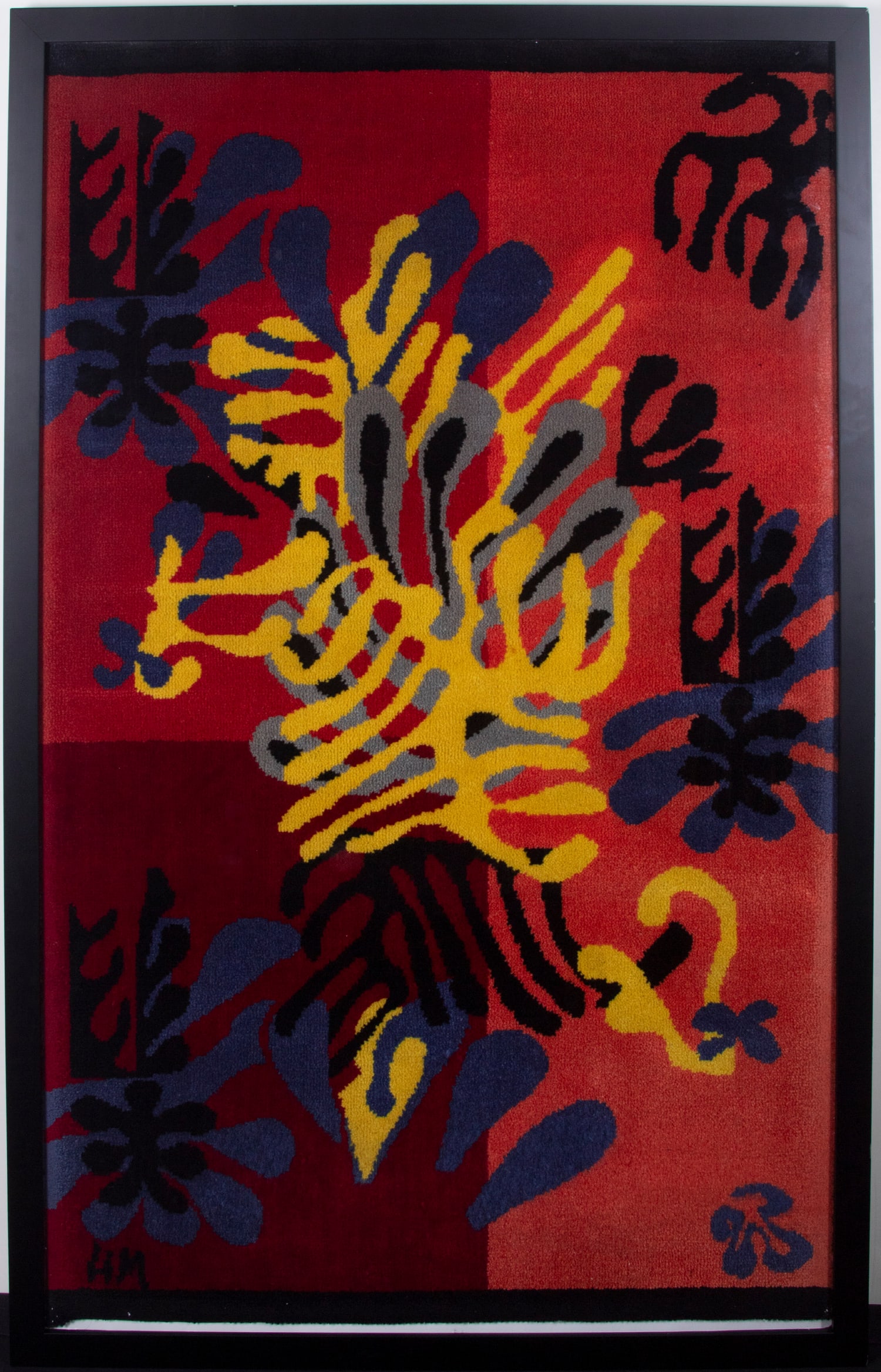 after Henri Matisse (1869-1954) French: MIMOSA, woven tapestry, signature in design, produced by Alexander Smith and Sons Carpet Company, frame 62 x 39” with plexiglass.