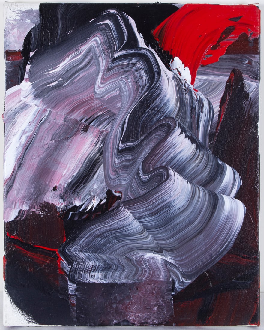 Ed Moses (1926-2018) California: OBO #4, 2016, acrylic painting on canvas, signed and titled and dated on verso, 20 x 16”. Gifted by the artist to the current owner.