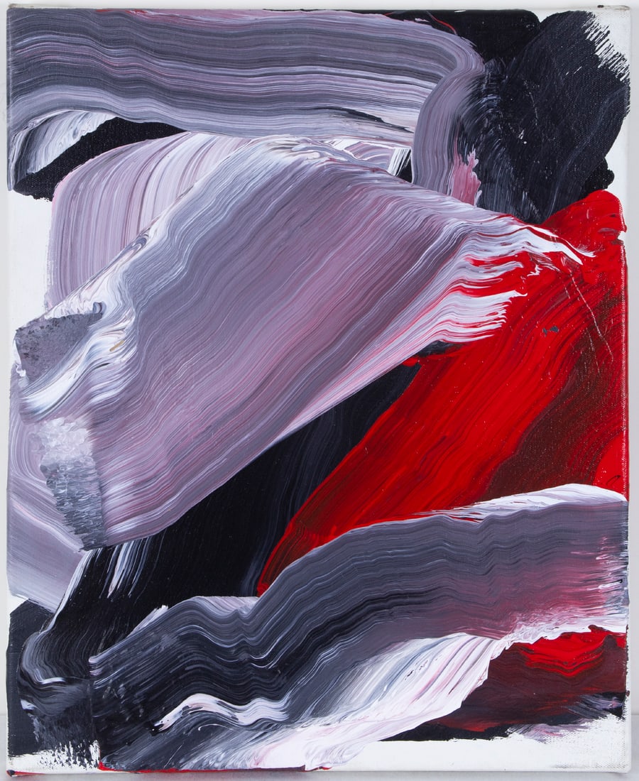 Ed Moses (1926-2018) California: OBO #7, 2016, acrylic painting on canvas, signed and titled and dated on verso, 20 x 16”. Gifted by the artist to the current owner.