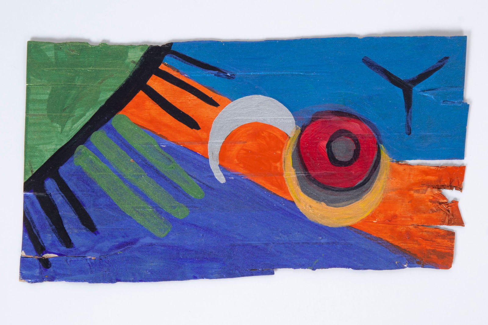 Betye Saar (b. 1926) California: THREE MOONS, 1985, metallic oil painting on thin wood, signed and dated and titled on verso, 2 ¾ x 5”. From the collection of Faith Flam, lifelong friend of Betye Saar.