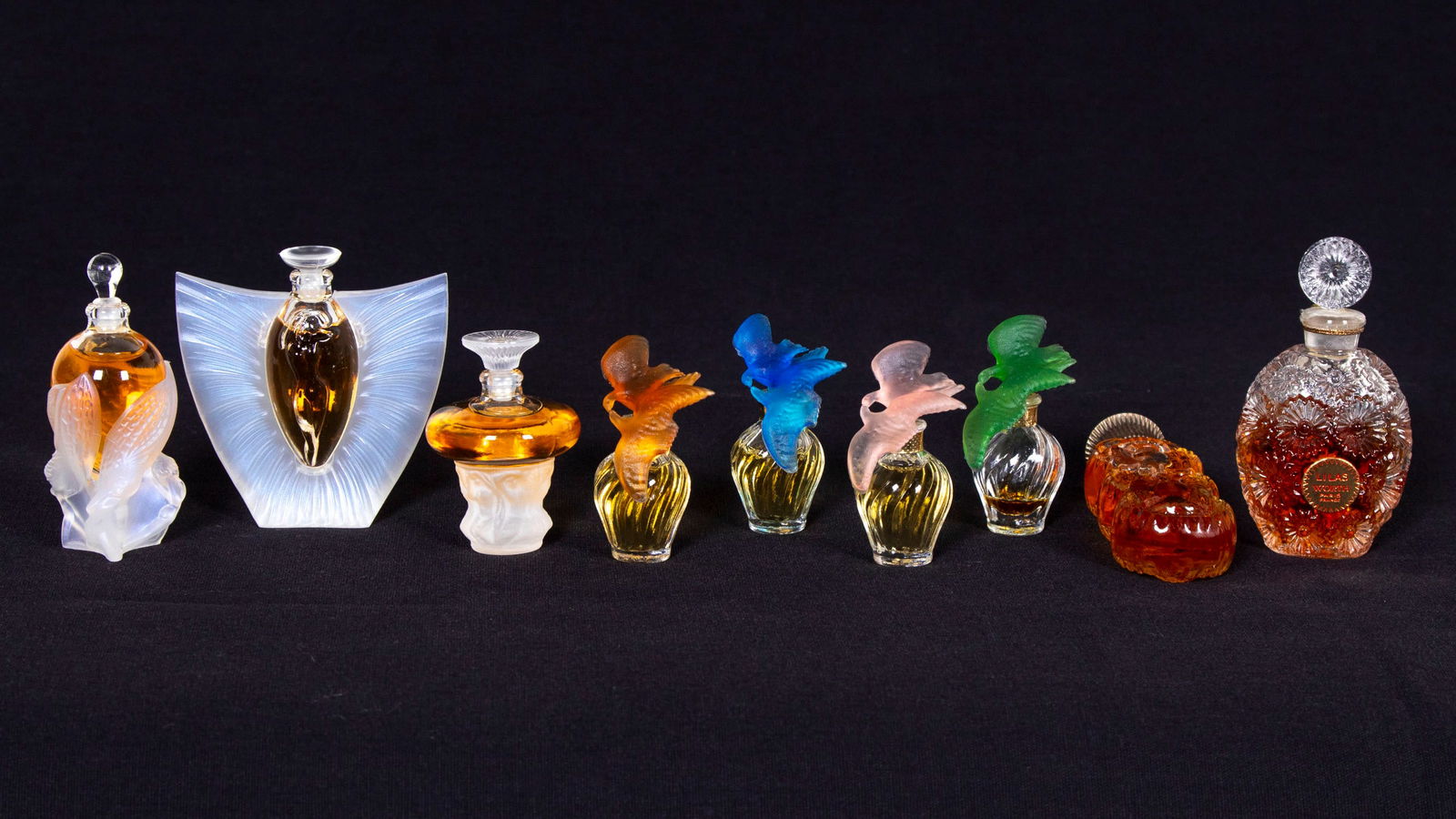 Lalique Crystal Les Falcons & Nina Ricci Miniature Perfumes  &  Worth Paris  (four) (1 of 3)