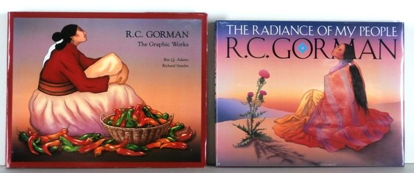 Art Books: R. C. Gorman (two): R. C. GORMAN GRAPHIC WORKS, 1988, Adams, published Taos Editions, hardbound book, signed, dated and dedicated inside; Together with RADIANCE OF MY PEOPLE, 1992, Gorman, hardbound book, signed and date