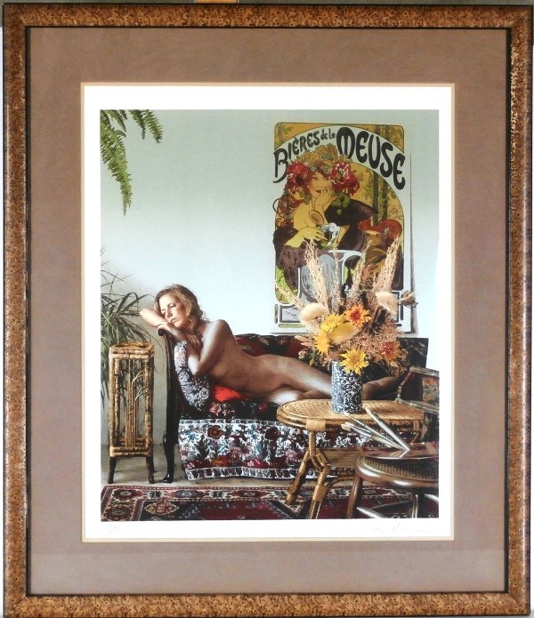 Douglas Hofmann (b. 1945) American: BIERES DE LA MEUSE, color lithograph, signed in pencil, from the numbered edition 300, image 23 x 18”, full margins, framed with glass, in apparently very good condition.