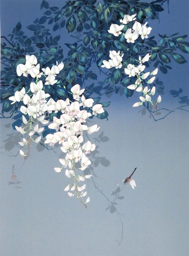 David Lee, Chinese School, Asian School, Luigi Fum: David Lee, FLOWERS, four color lithographs, each signed in pencil, from the numbered editions 300, sheets 30 x 22”, one with a creases in a corner, otherwise in very good condition; Together with fo