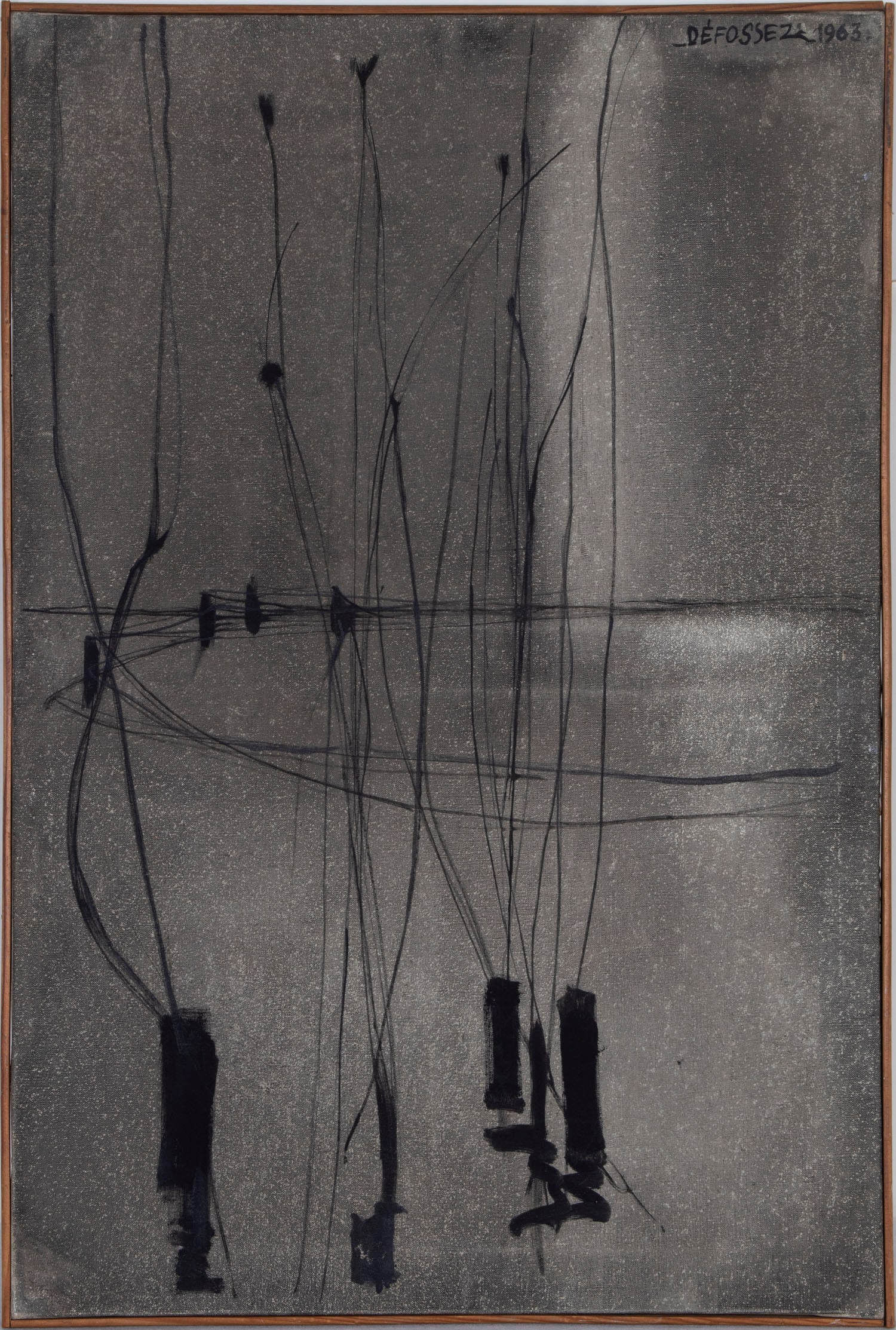 Alfred DeFossez (b. 1932) French: UNTITLED, 1963, oil painting on canvas, signed upper right, 32 ½ x 22” with slat frame. Provenance: Gabrielle DeFossez the artist’s daughter.