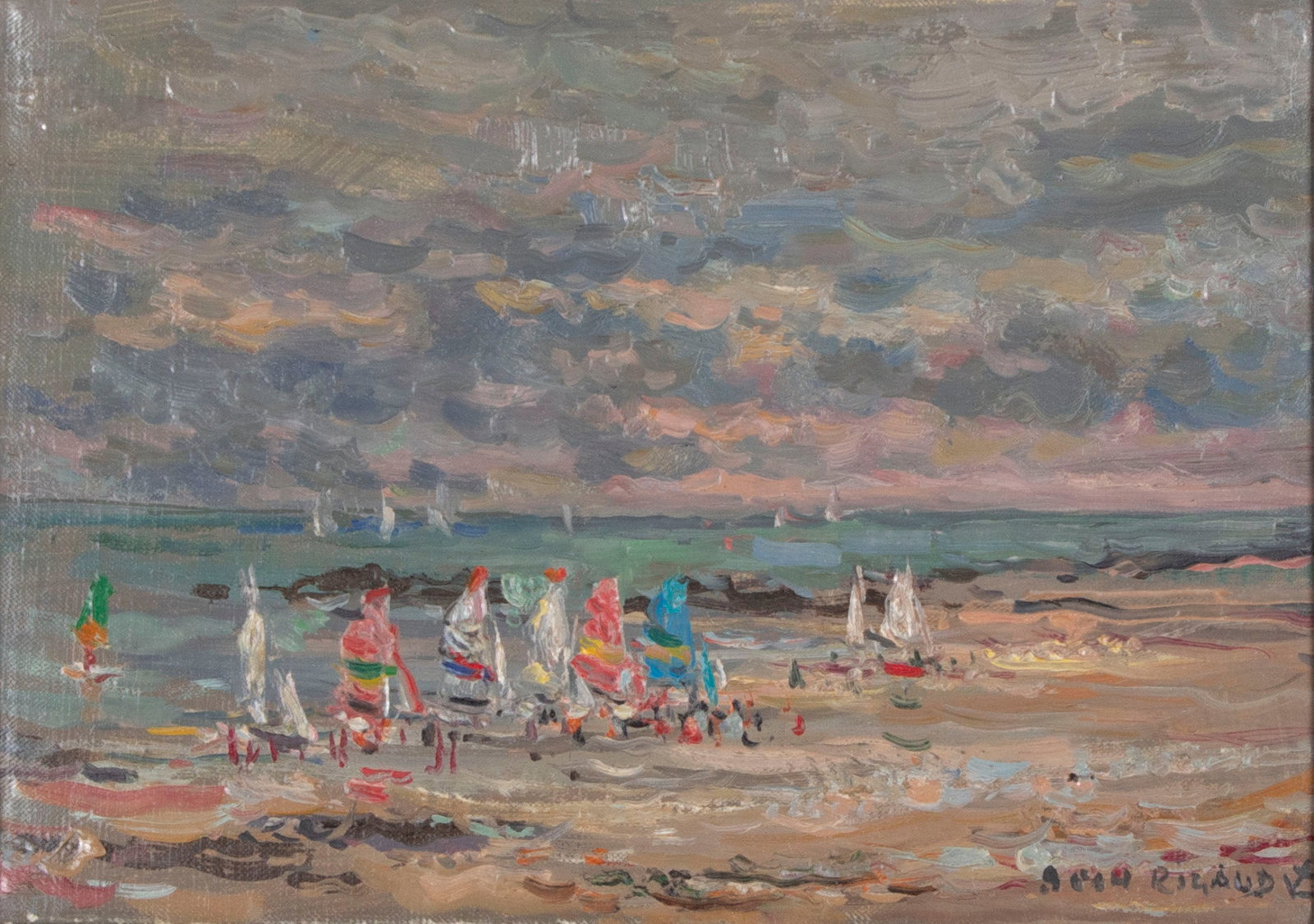 Jean Rigaud (1912-1999) French: ILE D’YEU-MATIN AU MARAIS SALE, oil painting on canvas, signed lower right, 7 ½ x 11”, frame 14 ½ x 17 ½ x 4 ½”. Provenance: Lutece Gallery San Francisco paid
