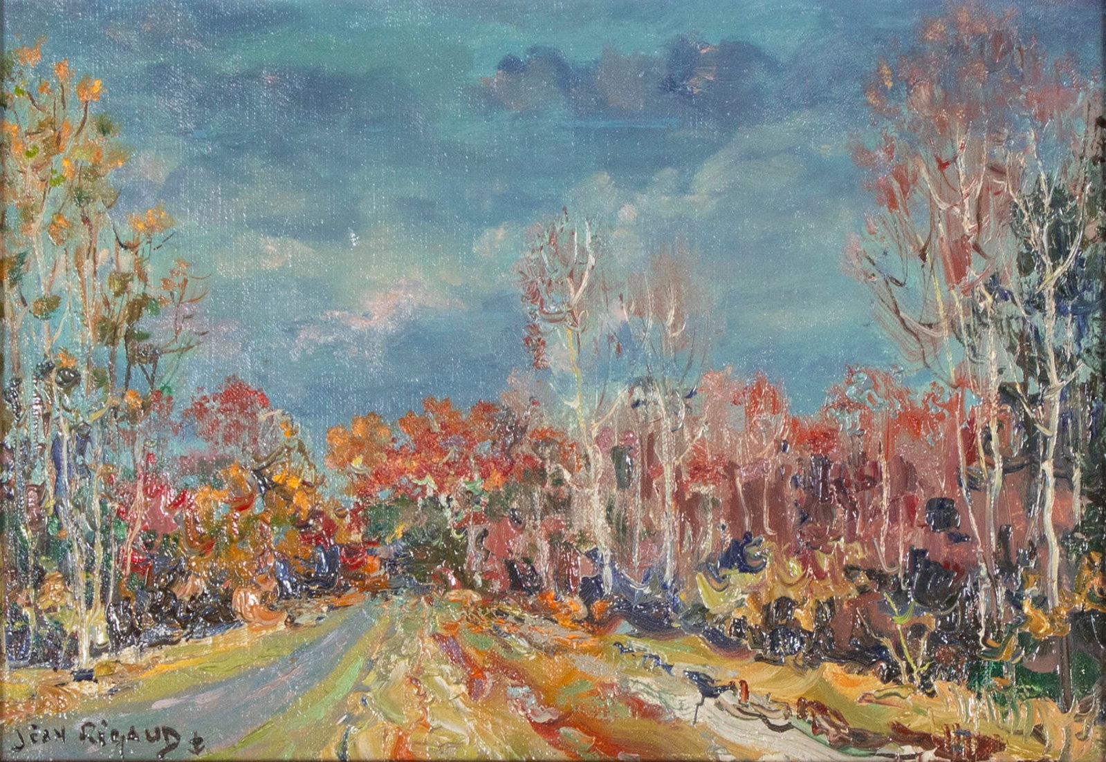 Jean Rigaud (1912-1999) French: SAINT VIATRE-SOLOGNE, oil painting on canvas, signed lower left, 7 ½ x 11”, frame 15 ½ x 18 ½ x 3”. Provenance: Lutece Gallery San Francisco paid $5050. in 2003 with r