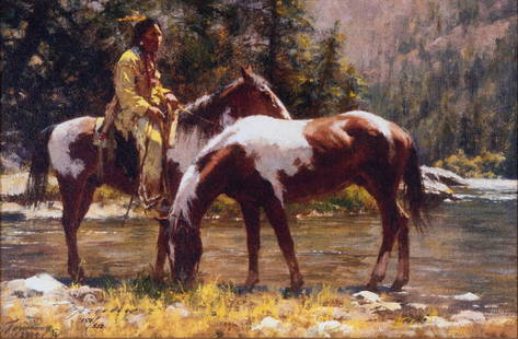 Howard Terpning (b. 1927) Arizona: SOLITUDE, color giclee on canvas, signed and numbered 159/550 in ink, 10 x 15”, frame 15 x 20”. Provenance: Borsini-Burr Galleries with receipt and Greenwich Workshop certificate.