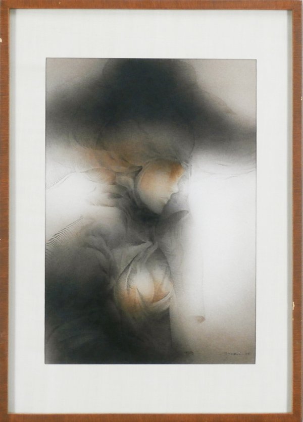 Byron Galvez (b. 1941) Mexican: PORTRAIT OF A WOMAN, 1979, watercolor on paper, signed and dated lower right, sight 19 x 13”, framed with glass, in apparently very good condition.