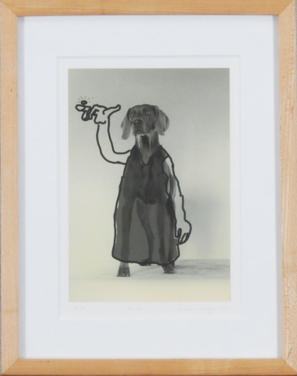 William Wegman (b. 1943) American: BRIDE, 1994, color photo-screenprint, titled signed and dated in pencil, from the numbered edition 50, image 10 ¼ x 7”, full margins, framed with glass, in very good condition.