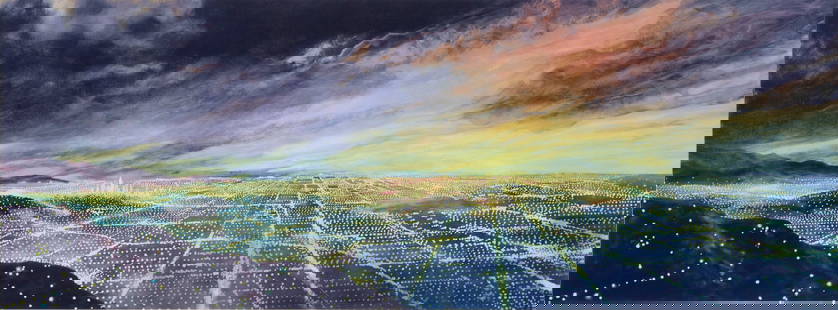 Peter Alexander  (1939-2020) California: UNTITLED, color offset lithograph on coated paper, signed and inscribed For Joe Thanks in ink lower right, image 12 x 32 &frac12;&rdquo;, sheet 16 &frac14; x 36&rdquo;, frame 38 &frac12; x 18 &frac12;