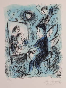 Marc Chagall (1887-1985) Russian/ French: TOWARDS ANOTHER LIGHT (Mourlot 1050), 1985, color lithograph on Arches Wove paper, signature stamp, numbered 433/1000 in pencil, Atelier Chagall Originale blind stamp lower left, sight 20 ¾ x