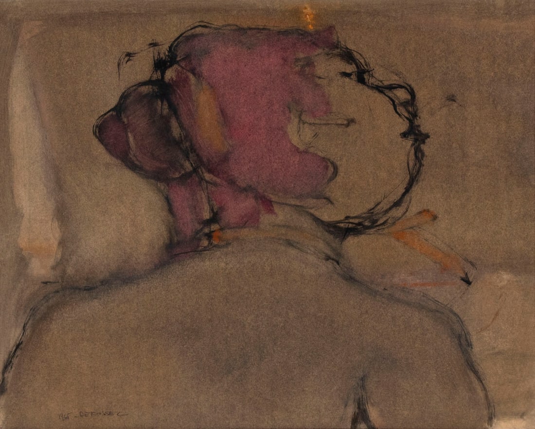 Alfred DeFossez (b. 1932) French: STRAWBERRY HAIR, 1965, acrylic painting with wash on card, signed and dated lower left, 16 x 20”, frame 24 x 28”. Provenance: Gabrielle DeFossez the artist’s daughter.