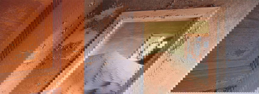 Richard Ehrlich  (b. 1938) New York: PLATE NH14 from Namibia Sand Houses, 2005, color inkjet print, signed and inscribed AP in pencil lower right, image 14 &frac34; x 40&rdquo;, sheet 24 x 46 &frac12;&rdquo;, frame 26 &frac34; x 49 &frac