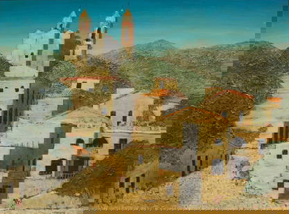 Robert Farrington  (1924-2100) California: MEXICO, oil painting on Masonite, signed lower right, 20 x 40&rdquo;, frame 39 x 49&rdquo;.