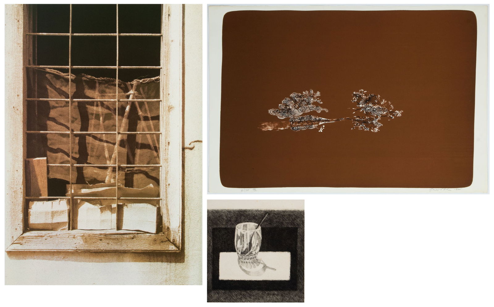 Ben Johnson (b. 1946) British, Bernard Cohen (b. 1933) British & Elizabeth Quandt (1922-1994): Ben Johnson GREEK WINDOW, 1978, color screenprint, signed and numbered 15/86 in pencil, image 32 x 22 ¼”, sheet 41 ¼ x 31”; Bernard Cohen UNTITLED (The Song of Songs), 1965,