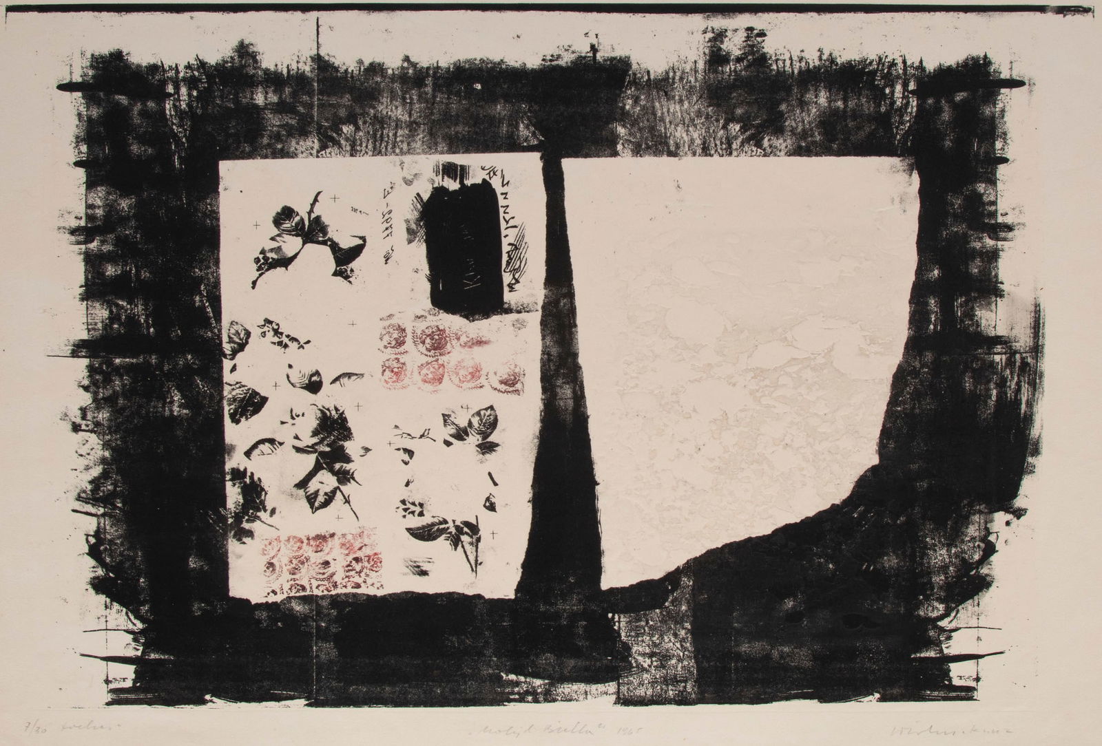 Wlodzinierz Kunz (1926-2002) Poland: BUTTERFLY, 1965, color intaglio, signed, dated, inscribed and numbered 7/30 in pencil, sheet 22 x 30”. From the Monterey Museum of Art.