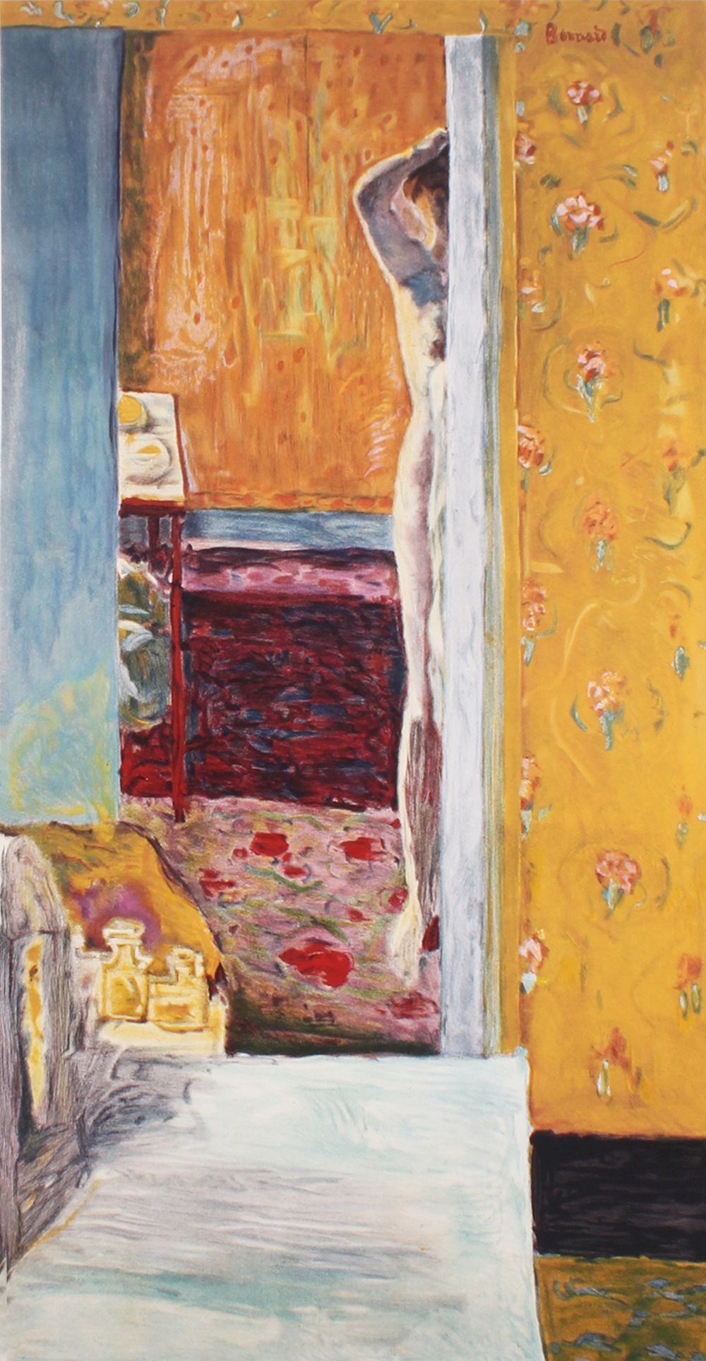 after Pierre Bonnard (1867-1947) French: NU ST. GERMAIN (Maeght R.7), color lithograph on Arches paper, numbered edition of 400 in pencil, published by Maeght Editeur, sheet 34 x 21 ¾”.