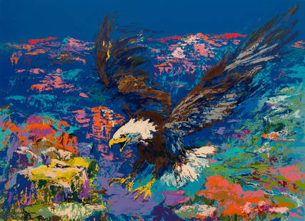 LeRoy Neiman  (1921-2012) American: AMERICAN BALD EAGLE (Knoedler I. 155), 1979, color screenprint, signed and numbered 287/300 in pencil, printed by Styria Studio on LeRoy Neiman Signature watermarked paper with blind stamp lower cente