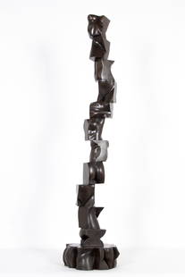 Tayna Ragir  (b. 1955) California: BODY PART TOTEM, 1999, cast bronze sculpture with dark brown patina, signed and dated, stamped 1-9 (one from the edition of nine? Realized?) on base, 41 &frac34;&rdquo; tall, weight 36 lbs. Provenance