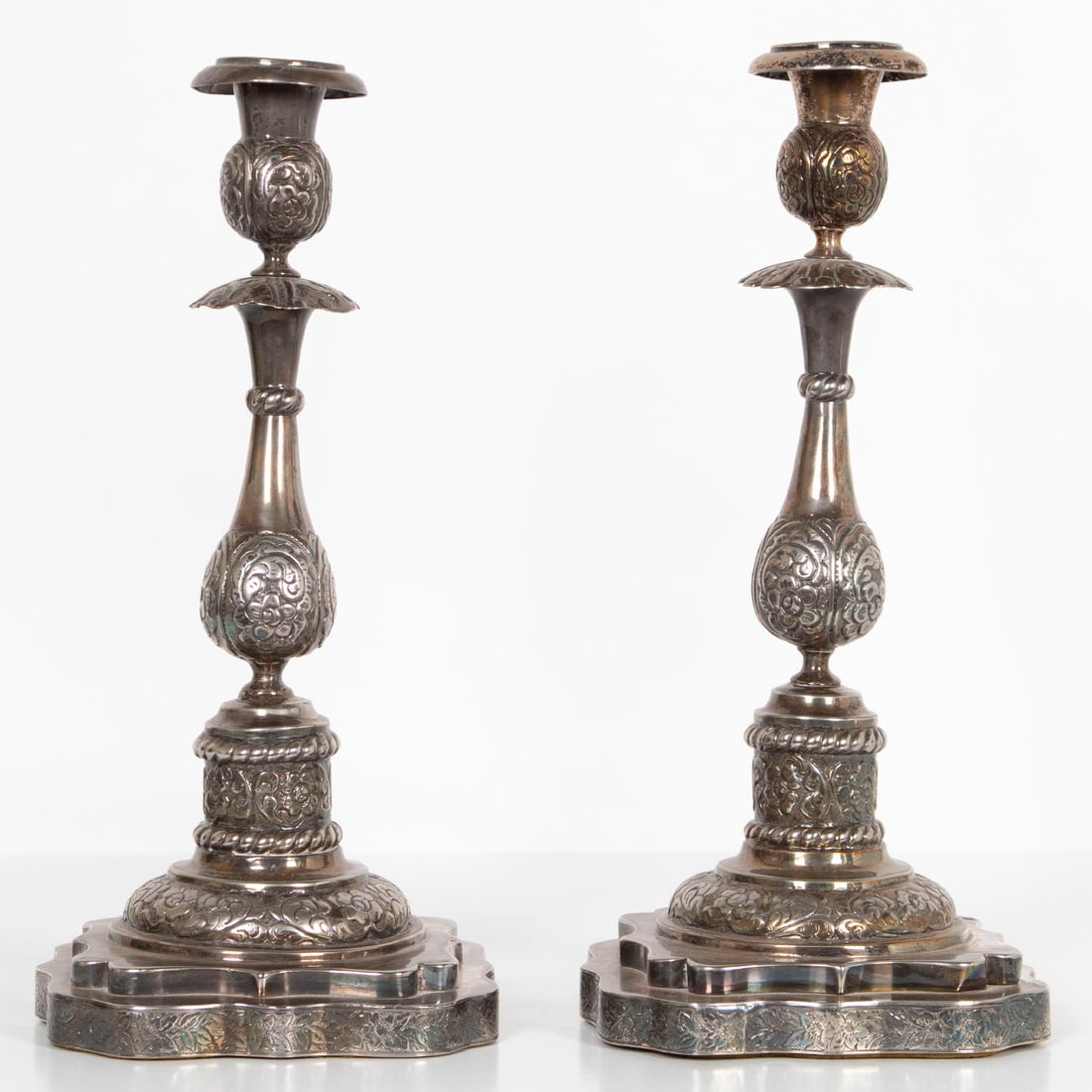 Spanish Silver Candlesticks  (pair) (1 of 8)