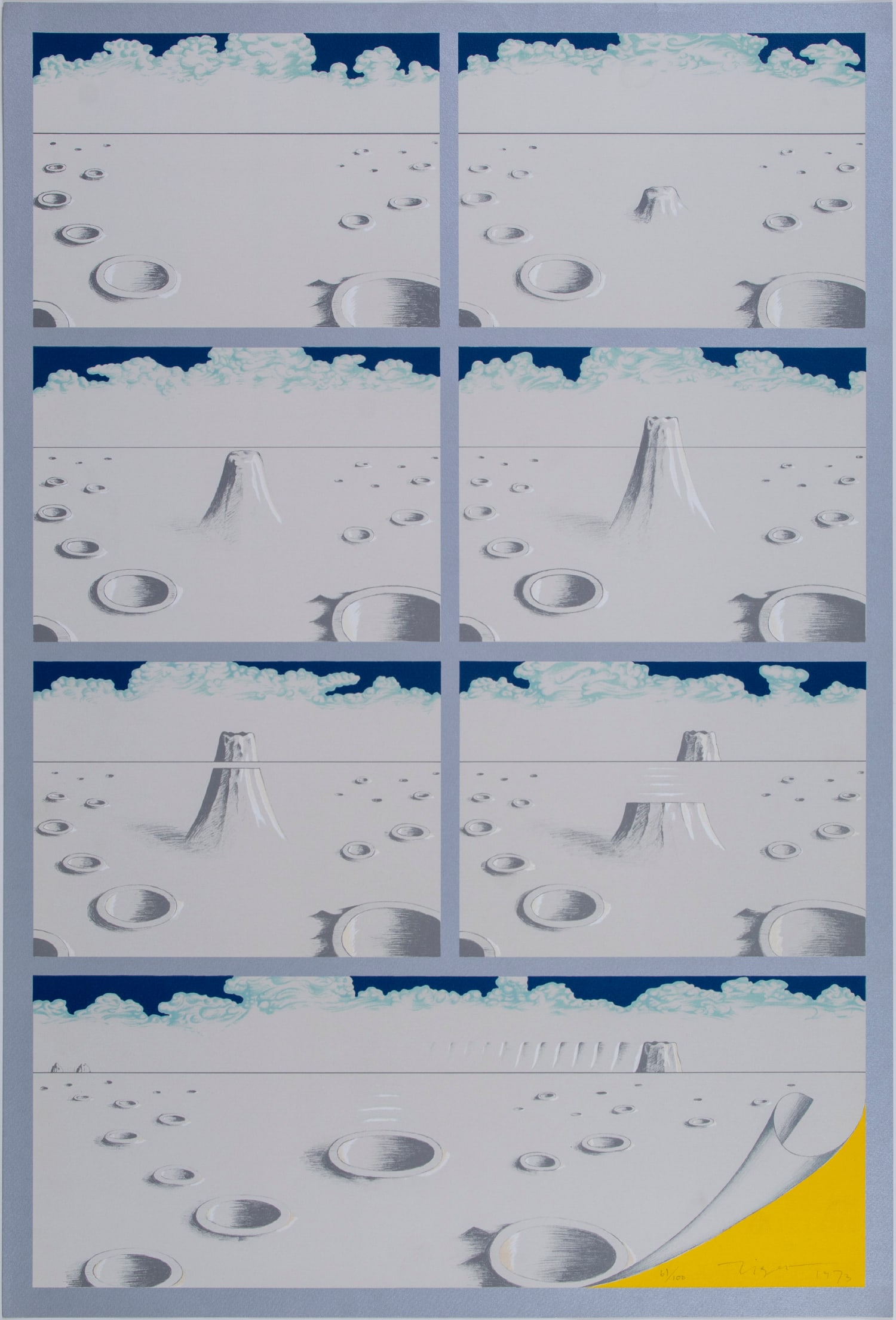 Tiger Tateishi (b. 1941) Japan: MOONSCAPE, 1973, color lithograph, signed and numbered edition of 100 in pencil, sheet 32 ½ x 23 ¼”.