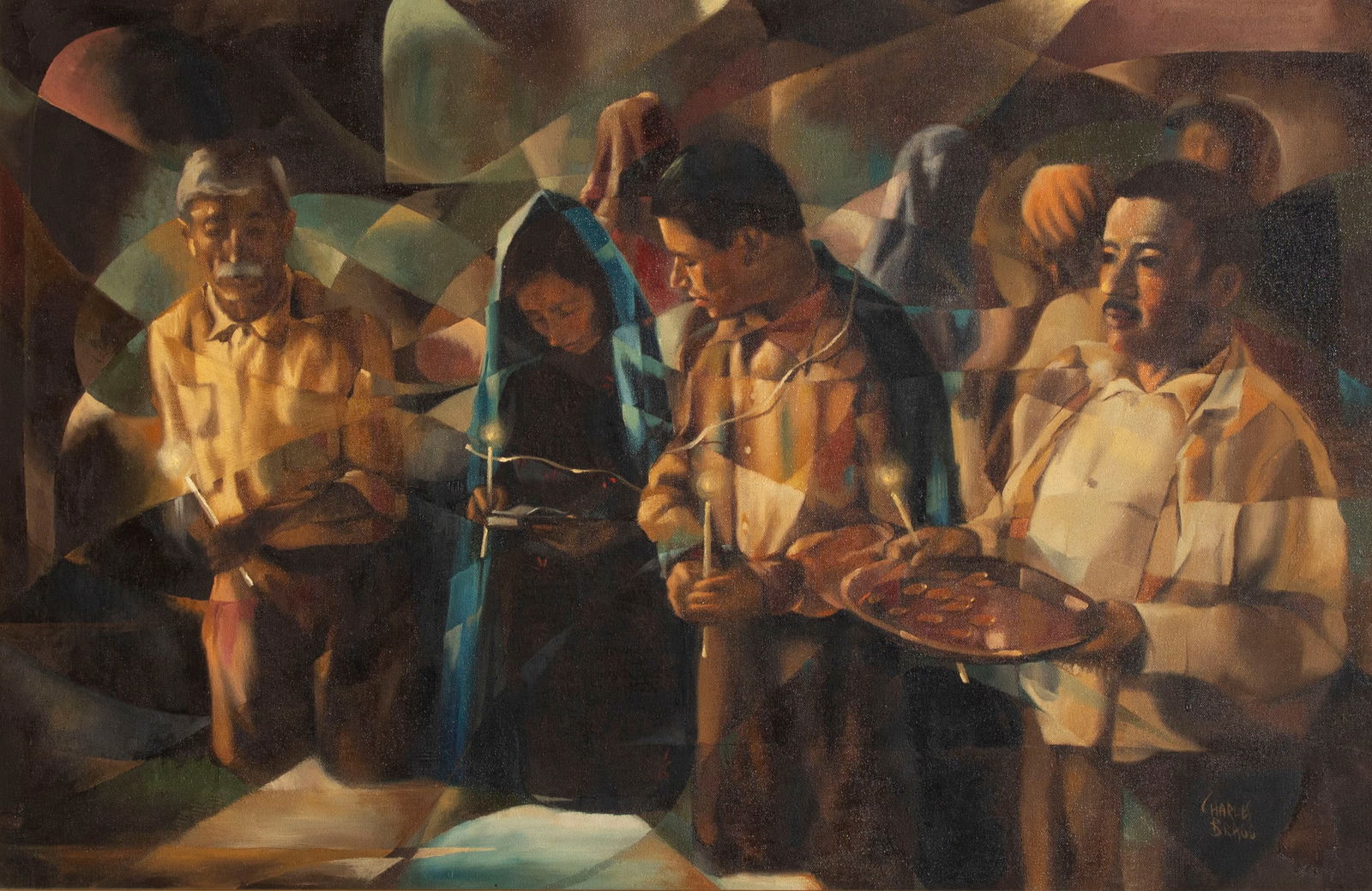 Charles Bragg (1931-2017) California: CEREMONY, oil painting on canvas, signed lower right, 24 x 36”, frame 33 x 45”.