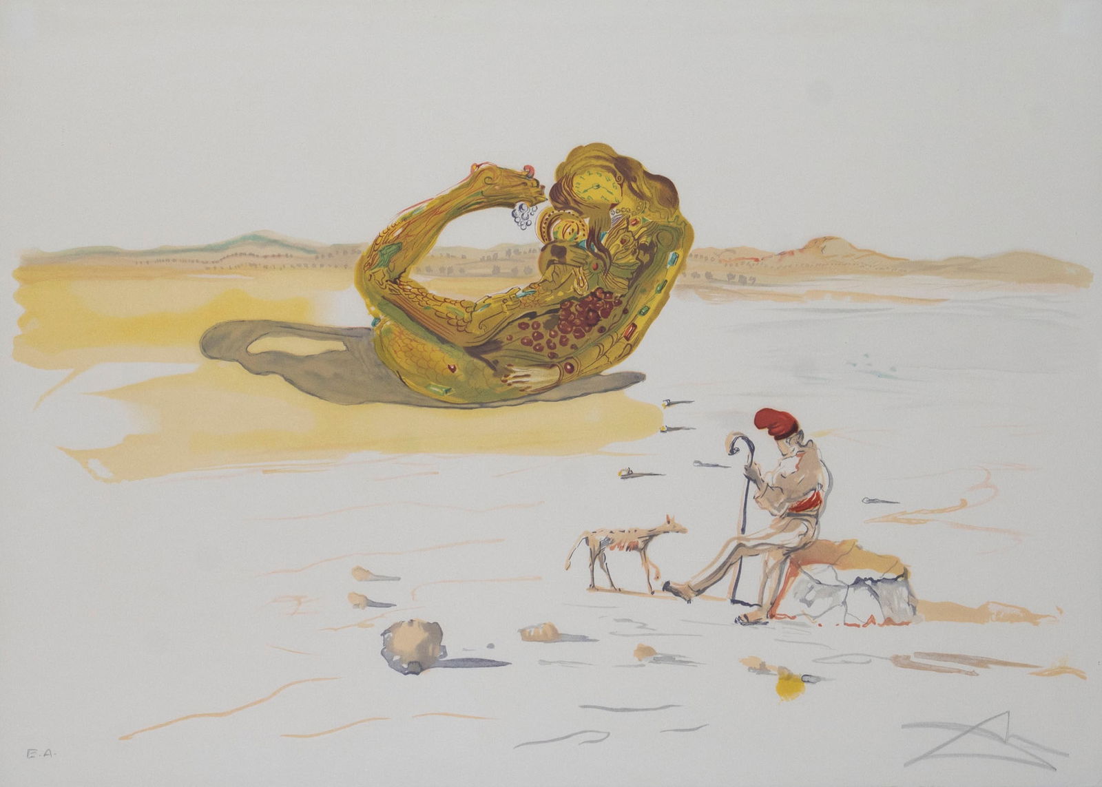Salvador Dali (1904-1989) Spanish: DESERT WATCH (Desert Jewel) from Time (Cradle of Time) (Field 76-1-E page 178), 1976, color lithograph on Arches watermarked paper, signed and inscribed EA in pencil, there were 30 EA artist’s proof