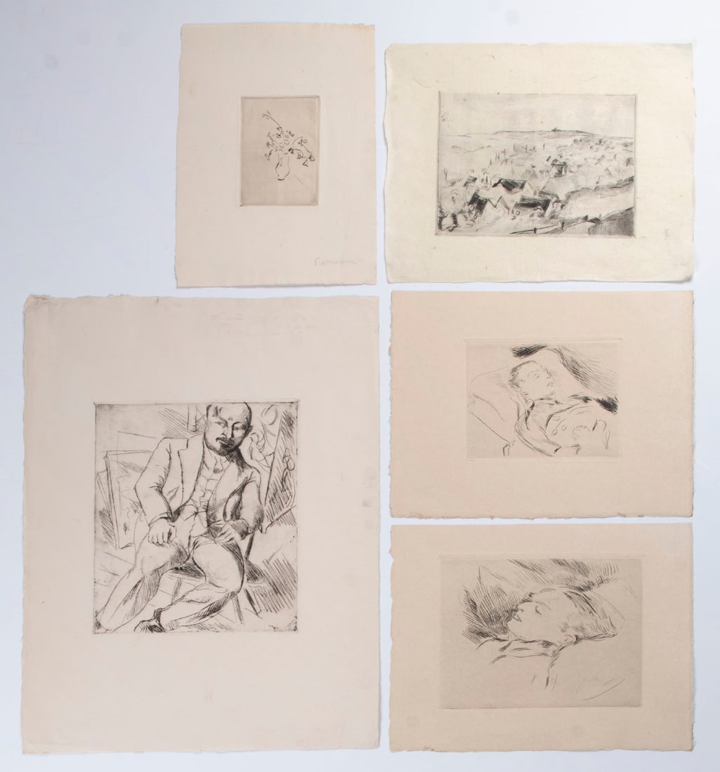Hans Purrmann (1880-1966) German & Others (five): VARIOUS, five etchings, one signed in pencil, largest sheet 15 ¾ x 12”. (5)