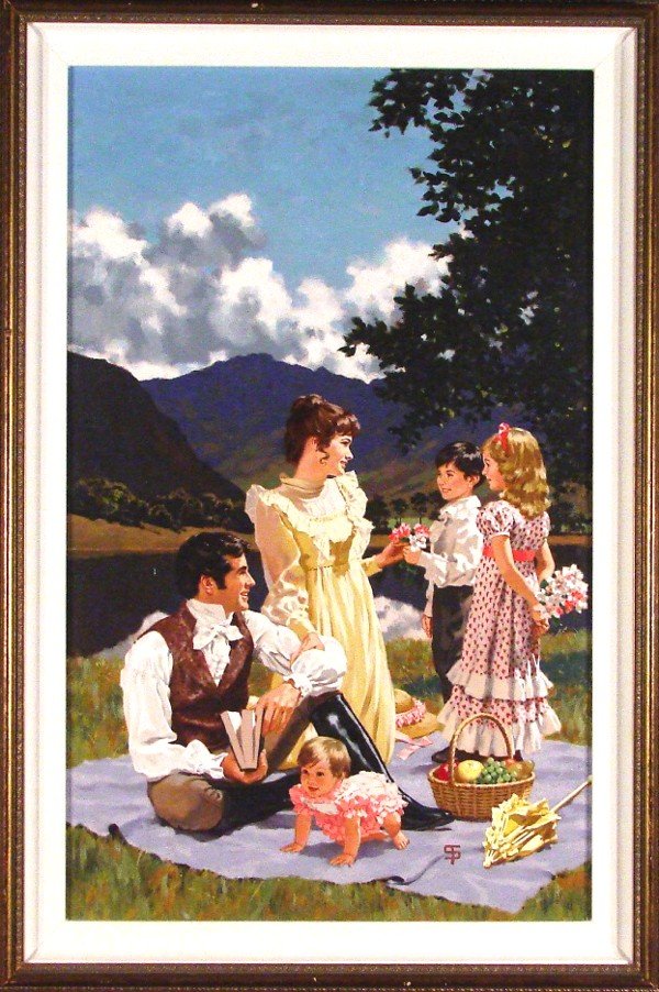 American Illustrator: Ted Sizemore (20th Century): FOR MOTHER, WITH LOVE, oil painting on canvas, initialed lower right, 28 ½ x 17 ¾”, framed, in very good condition.