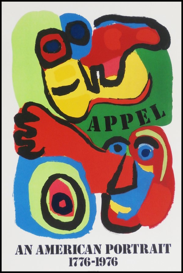 Karel Appel (1921-2006) Dutch (thirty-two): AMERICAN PORTRAIT, thirty-two of the same color lithograph posters, each 30 x 21”, printed by Mourlot, published by Transworld Art, over-all in good to very good condition. (32)