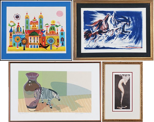 Judith Bledsoe, Lumen Winter, Anne Silber & after Icart: Judith Bledsoe, FUN CITY, color lithograph, signed in pencil, from the numbered edition 375, image 16 x 21”, published by Collector’s Guild, blindstamp lower left; Together with Lumen Winter, APOL