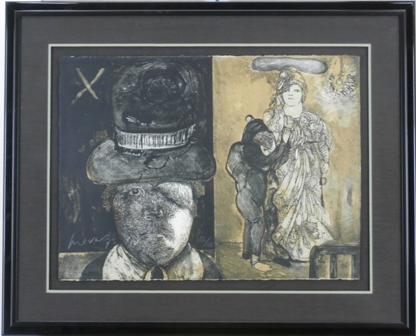 Jose Luis Cuevas (b. 1933) Mexican: LA MAGA, 1973, color lithograph, signed in pencil, from the edition Roman numeral 25, sheet 22 ¼ x 30 ¼”, published by Editions Press, framed, in apparently good condition.