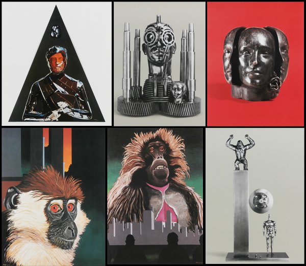 Paul Van Hoeydonck (b. 1925) Belgian (nine): KOSMO NOTES, c.1977, portfolio of nine color lithographs on grafted vellum with corresponding text pages, and eight color prints tipped to larger sheets, with text and tirage sheets, exampler aside fr