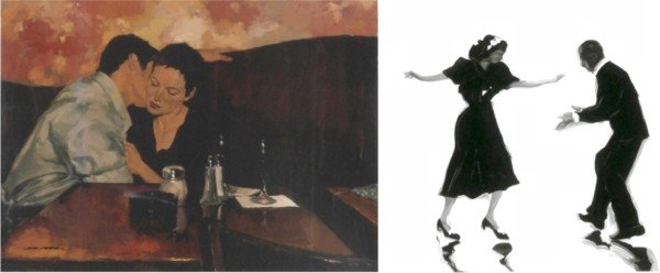 Joseph Lorusso & Marysia Burr (two): Joseph Lorusso, CLOSE TO YOU, color lithograph, signed in pencil, from the numbered edition 100, sheet 21 ½ x 29 ½”; Together with Marysia Burr, TAP DANCE I, color screenprint, signed in pencil an