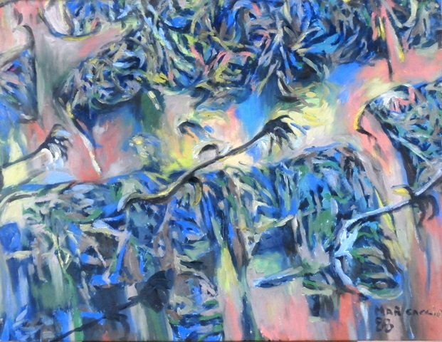 Fabian Marcaccio (b. 1963) Argentinean: GEOGRAPHY 10, 1988, oil painting on canvas, signed and dated lower right, signed dated and titled on verso, 30 x 39”, in good studio condition. Provenance: acquired directly from artist by the Ashke