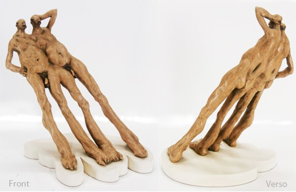 Ralph Massey (b. 1938) American: LOCKER ROOM #1, painted plaster mixed media sculpture, signed, 18 ¾” tall, surface soiling, otherwise in very good condition.