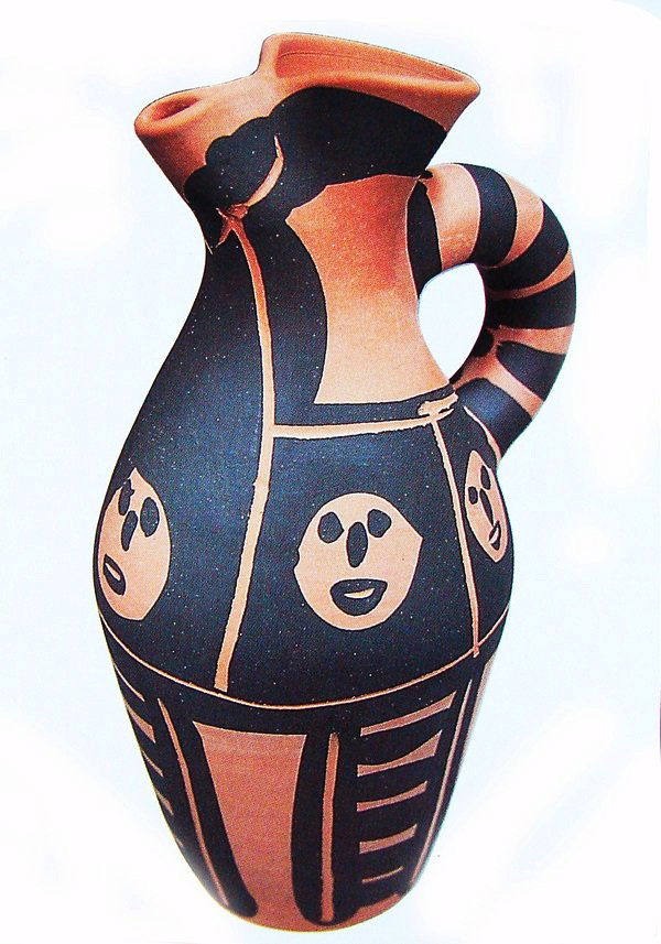 Pablo Picasso (1881-1973) Spanish: LITTLE-HEADED YAN (A.R. 515), 1963, red earthenware pitcher painted in black, from the numbered edition 300, incised ‘Edition Picasso’ and ‘Madoura’, with ‘Madoura Plein Feu’ and ‘Editio