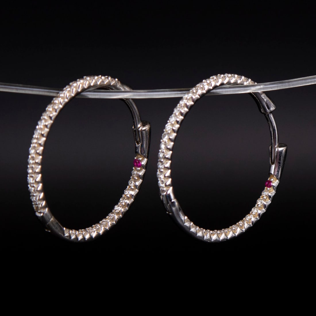 Jewelry: 18k White Gold and Diamond Hoop Earrings (1 of 4)
