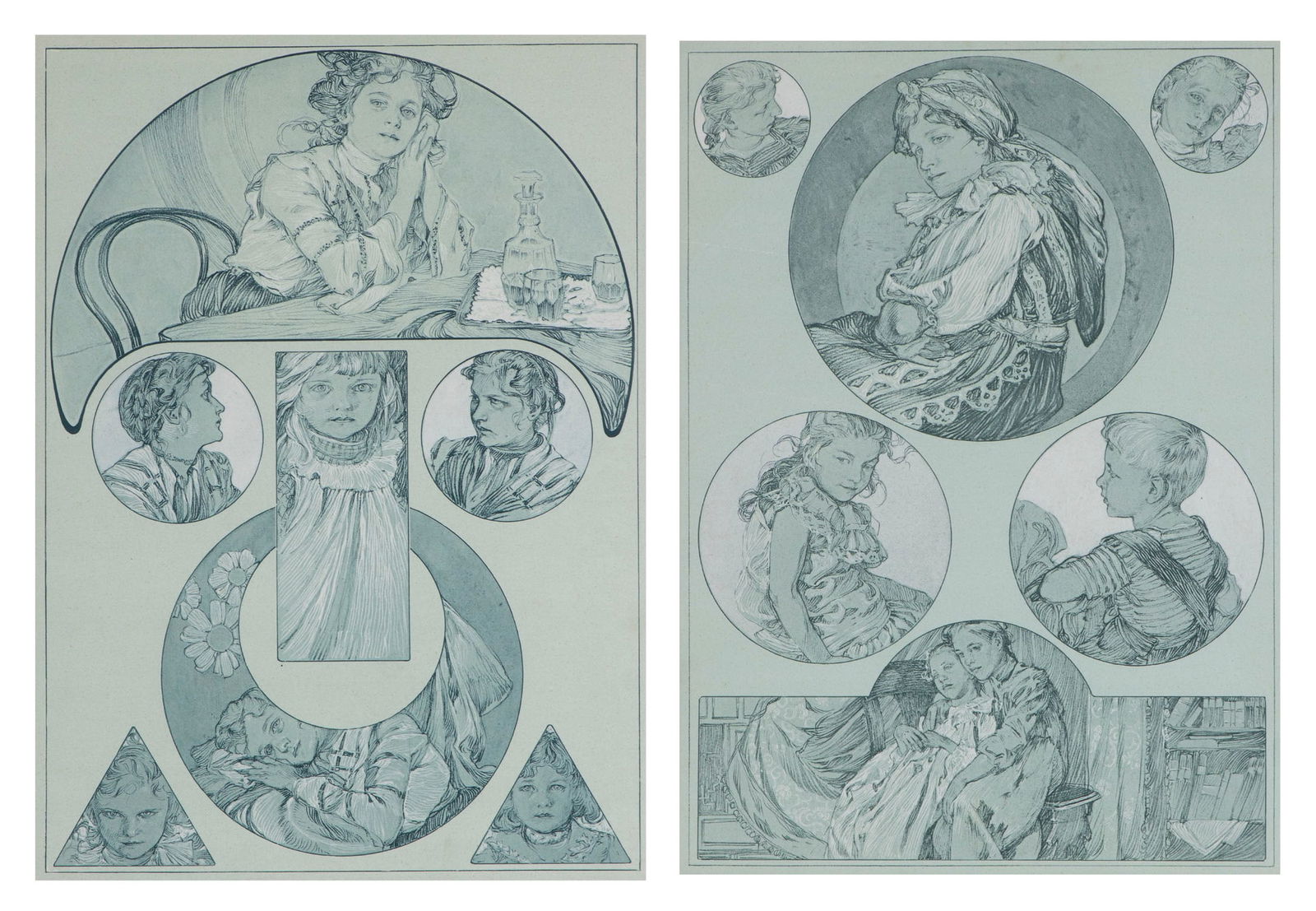 after  Alphonse Mucha  (1860-1939) Czech/French  (two) (1 of 2)