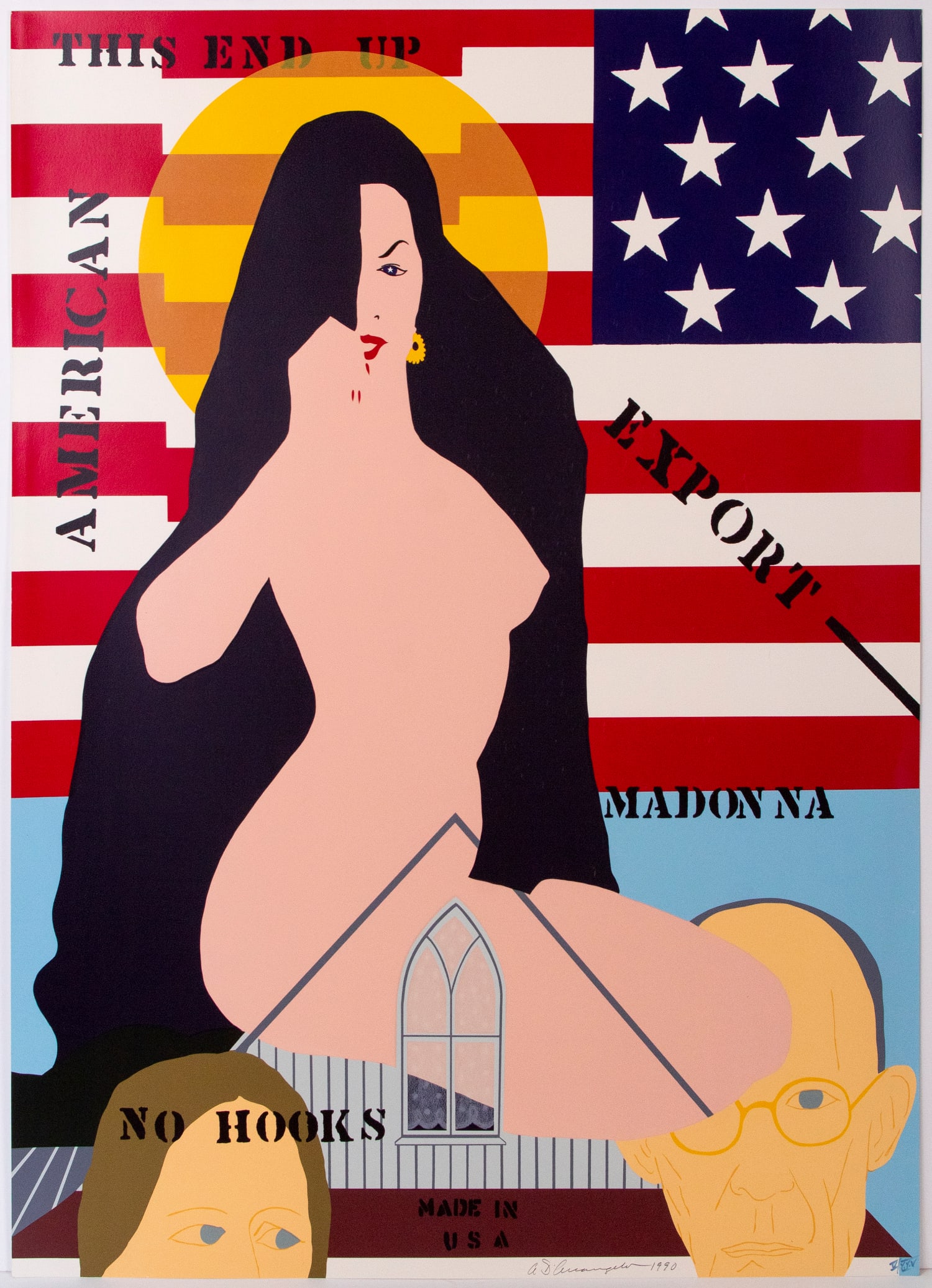 Allan D’Archangelo (1930-1998) New York: AMERICAN MADONNA #1, 1990, color screenprint, signed and dated in pencil, numbered 5/25 Roman numeral in blue marker, sheet 40 x 30".