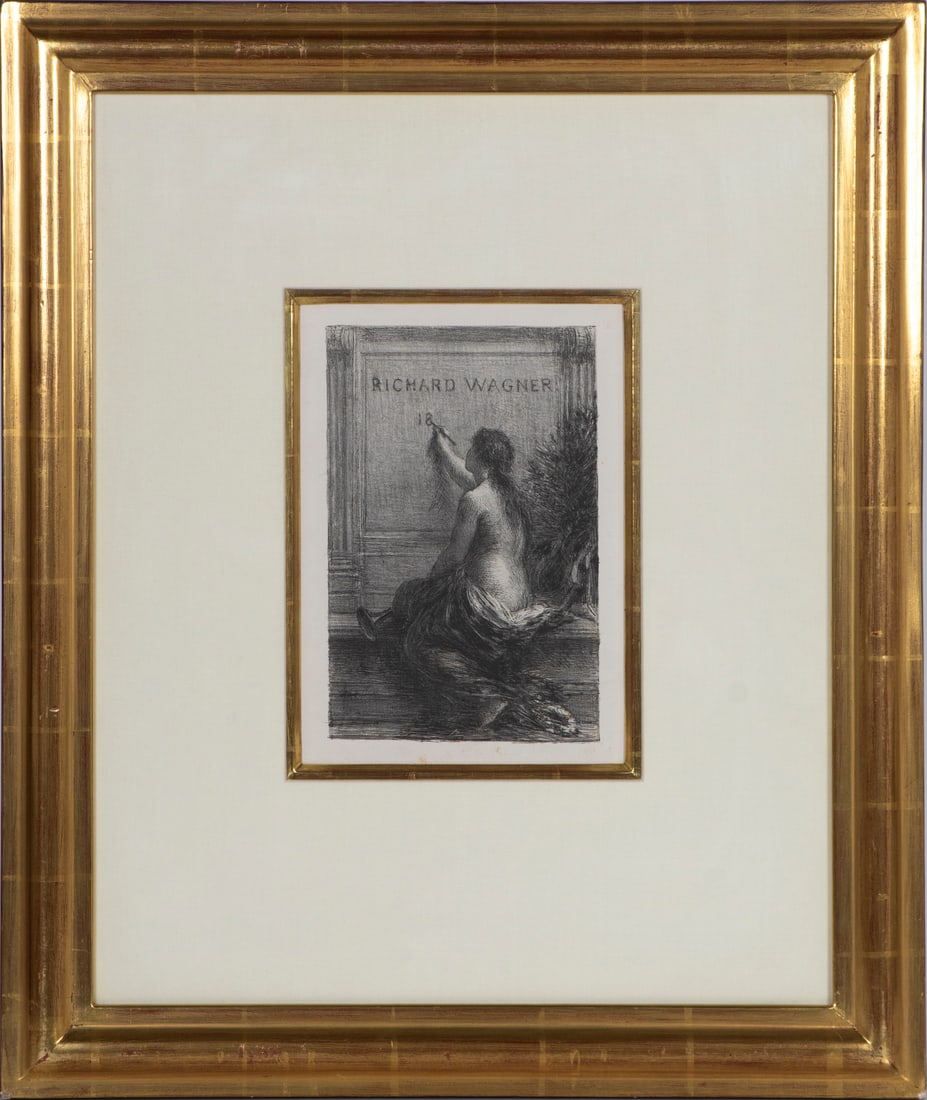 Henri Fatin-Latour (1836-1904) French: WAGNER, lithograph, image 9 x 6”, full margins, gold leaf frame 24 x 20” with glass.