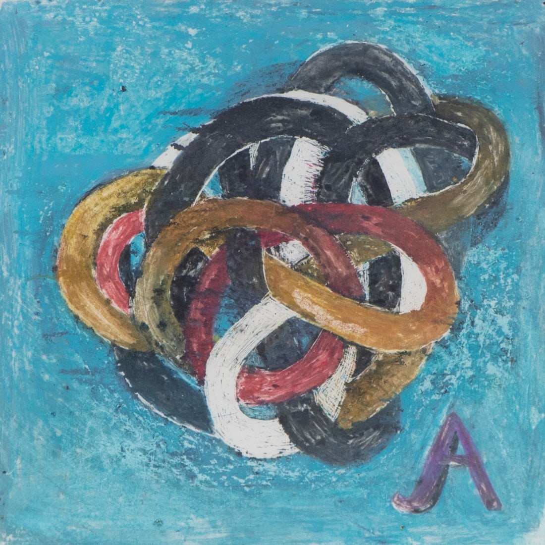 Eleanore Lazarof Berman (1928-2004) California: A, 1999, color monotype, signed and inscribed in pencil, plate 9 ¾ x 10”, sheet 18 ½ x 18 ½”, frame 20 x 20” with glass.